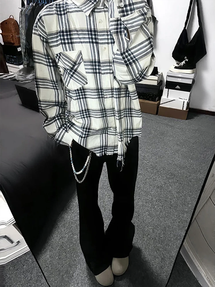 Cleanfit Plaid Long Sve irt Men's High-End Feeling Cool Haome American id Pattern Destroyed Hem Coat Polyester Fiber
Cleanfit Plaid Long Sve irt Men's High-End Feeling Cool Haome American id Pattern Destroyed Hem Coat Polyester Fiber
