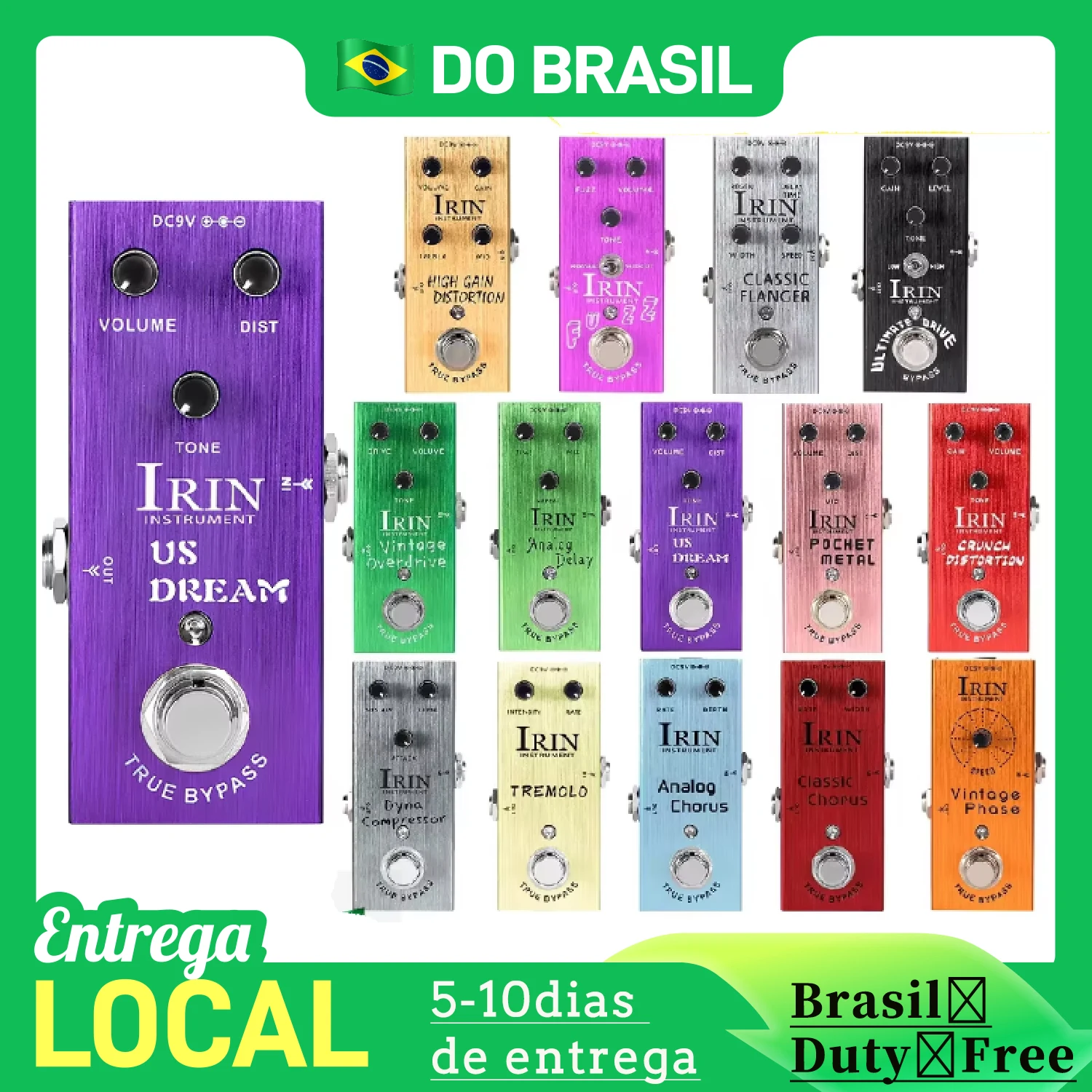 IRIN Guitar Effects Pedal Classic Chorus/Digital Delay/Vintage Overdrive/Crunch Distortion/Tremolo/Dynamic Compressor/Fuzz
IRIN Guitar Effects Pedal Classic Chorus/Digital Delay/Vintage Overdrive/Crunch Distortion/Tremolo/Dynamic Compressor/Fuzz