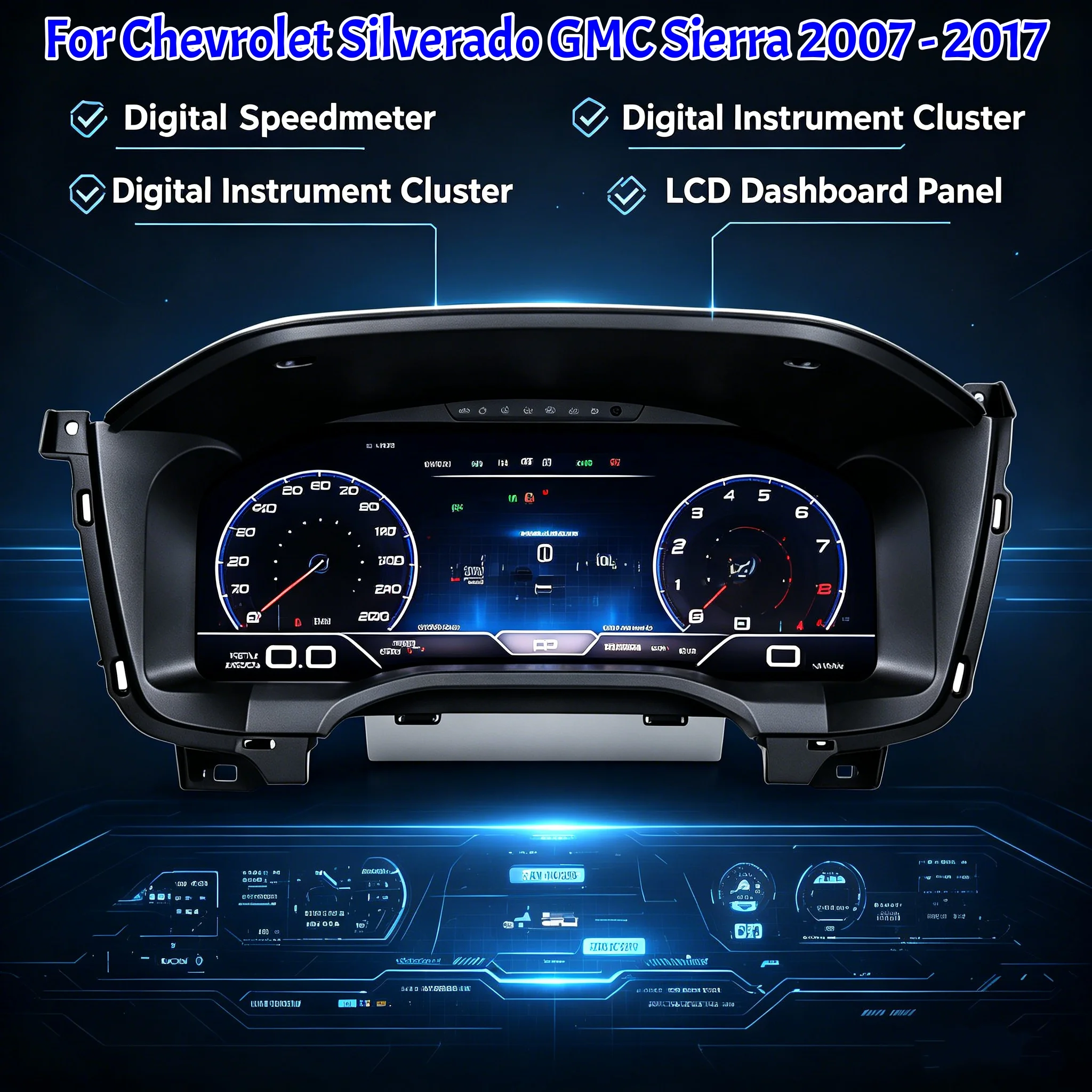 LCD Dashboard Panel For Chevrolet Silverado Tahoe 2007-2017 Digital Instrument Virtual Cockpit Tachometer Odometer Speedometer
LCD Dashboard Panel For Chevrolet Silverado Tahoe 2007-2017 Digital Instrument Virtual Cockpit Tachometer Odometer Speedometer