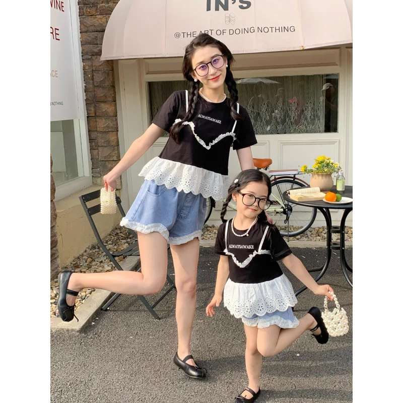 Parent-Child Outfit Summer Mother-Daughter Matching Outfit Internet Celebrity LaceTGirl's T-shirt Letter Print Short-SleeveTT-sh
Parent-Child Outfit Summer Mother-Daughter Matching Outfit Internet Celebrity LaceTGirl's T-shirt Letter Print Short-SleeveTT-sh