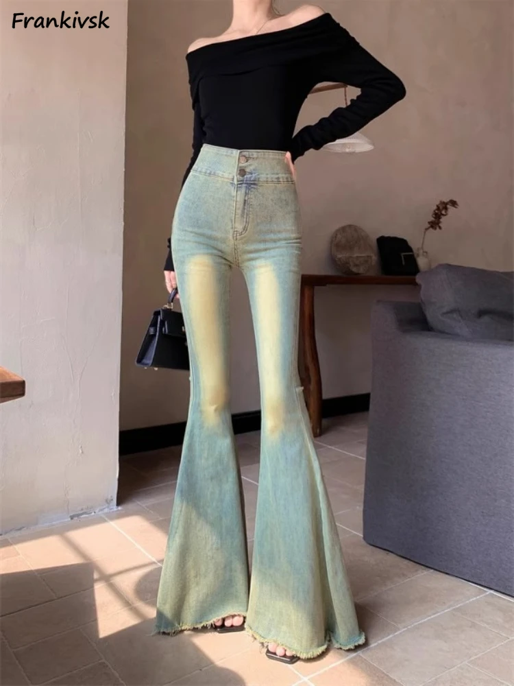 Women High Waist Jeans Y2k Harajuku Korean Style Slim Fitness Popular Flare Simple Thin Spring Fashion Teenagers Cozy Classical
Women High Waist Jeans Y2k Harajuku Korean Style Slim Fitness Popular Flare Simple Thin Spring Fashion Teenagers Cozy Classical