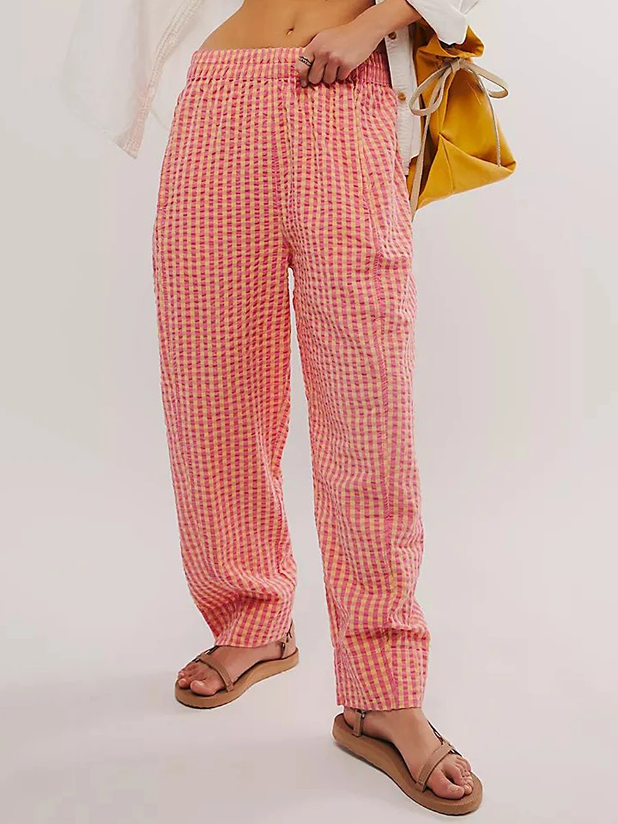 New Womens Spring Summer Baggy Pants Elastic Waistband Wide Leg Plaid Pants With 2 Pockets Club Street Style S-XL
New Womens Spring Summer Baggy Pants Elastic Waistband Wide Leg Plaid Pants With 2 Pockets Club Street Style S-XL