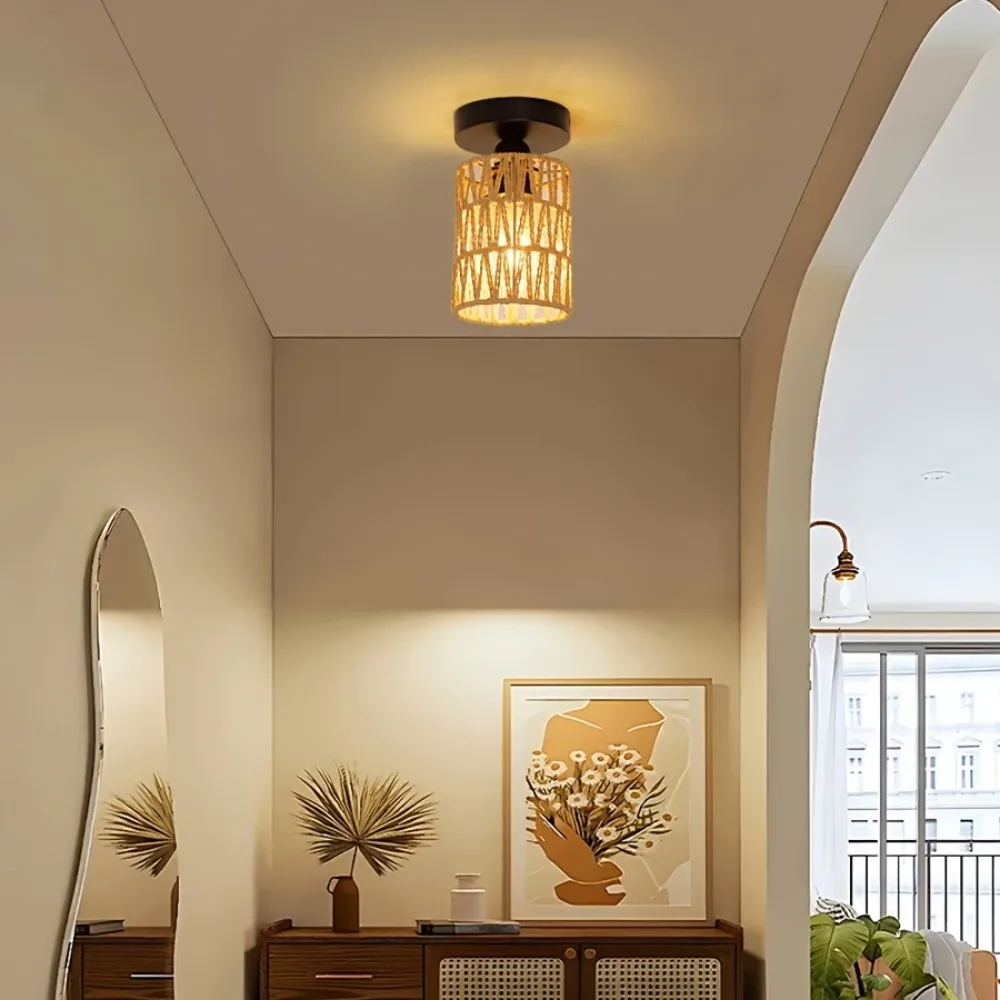 Three Styles Bohemian Rattan Ceiling Fixture, Handwoven Willow Pendant Light with Black Metal Frame, Modern Style for Decor
Three Styles Bohemian Rattan Ceiling Fixture, Handwoven Willow Pendant Light with Black Metal Frame, Modern Style for Decor