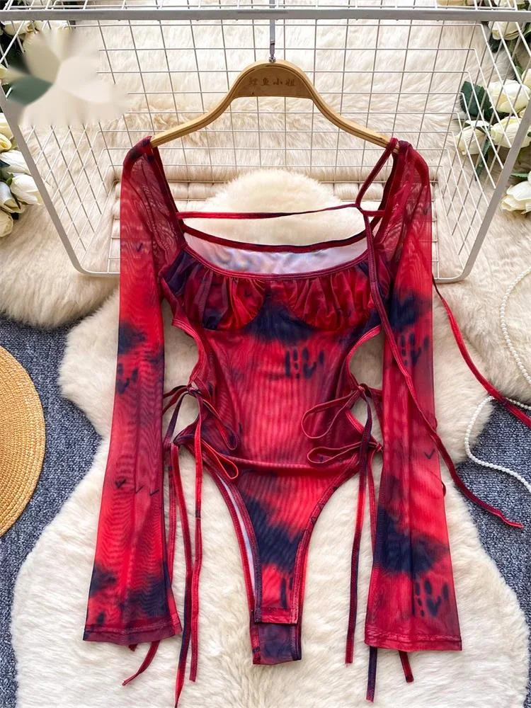 Sensual Mesh Bodycon Rompers Female Lace Up Tie Dye Slim Open Crotch Playsuits Summer Hot Girl Harajuku Sexy Bodysuits
Sensual Mesh Bodycon Rompers Female Lace Up Tie Dye Slim Open Crotch Playsuits Summer Hot Girl Harajuku Sexy Bodysuits