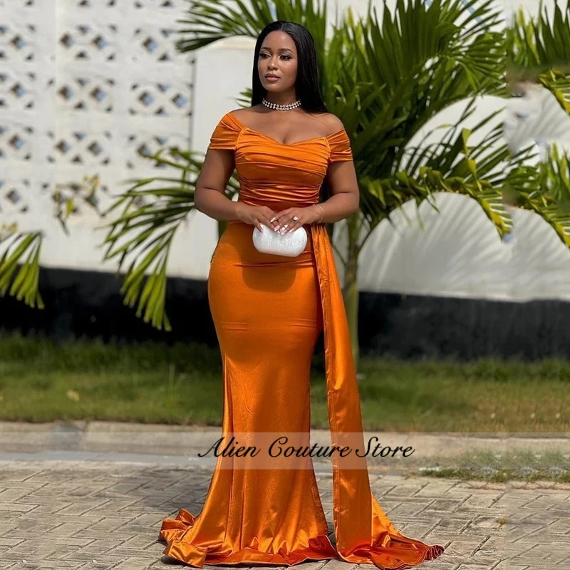 Orange Mermaid Bridesmaid Dresses 2026 Off Shoulder Sweep Train Pleats Wedding Guest Party Maid of Honor Gowns Customized
Orange Mermaid Bridesmaid Dresses 2026 Off Shoulder Sweep Train Pleats Wedding Guest Party Maid of Honor Gowns Customized