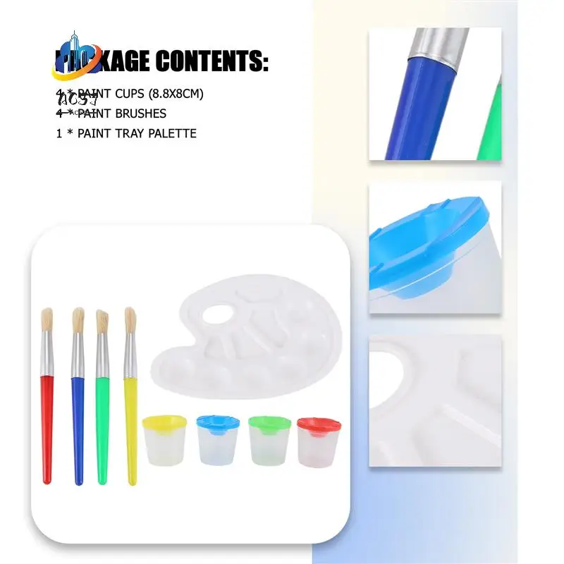 AC57-9 Pcs No Spill Paint Cups Set With Paint Brushes And Paint Tray Palette, Paint Cups With Lids For Kids Art Painting
AC57-9 Pcs No Spill Paint Cups Set With Paint Brushes And Paint Tray Palette, Paint Cups With Lids For Kids Art Painting