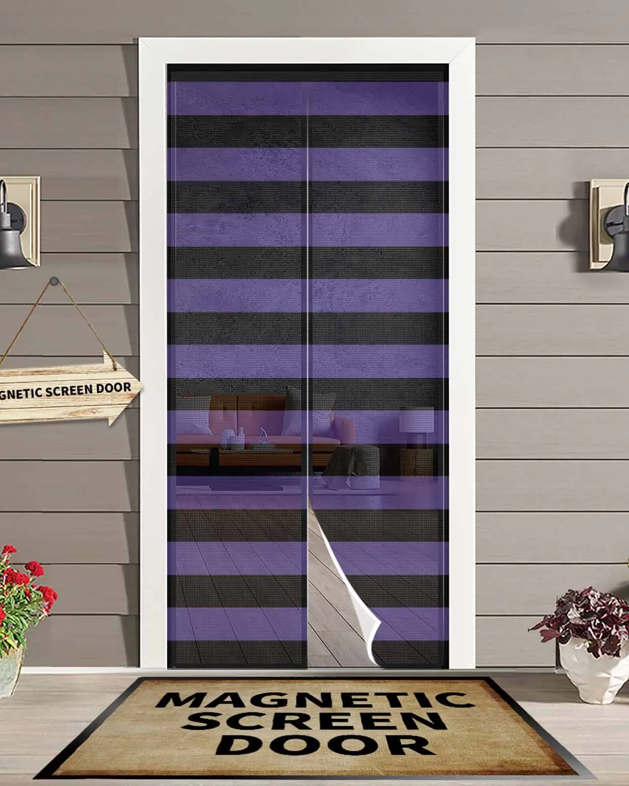 Halloween Retro Purple Stripes Magnetic Door Curtain Living Room Bedroom Home Anti-mosquito Screen Door Curtain
Halloween Retro Purple Stripes Magnetic Door Curtain Living Room Bedroom Home Anti-mosquito Screen Door Curtain