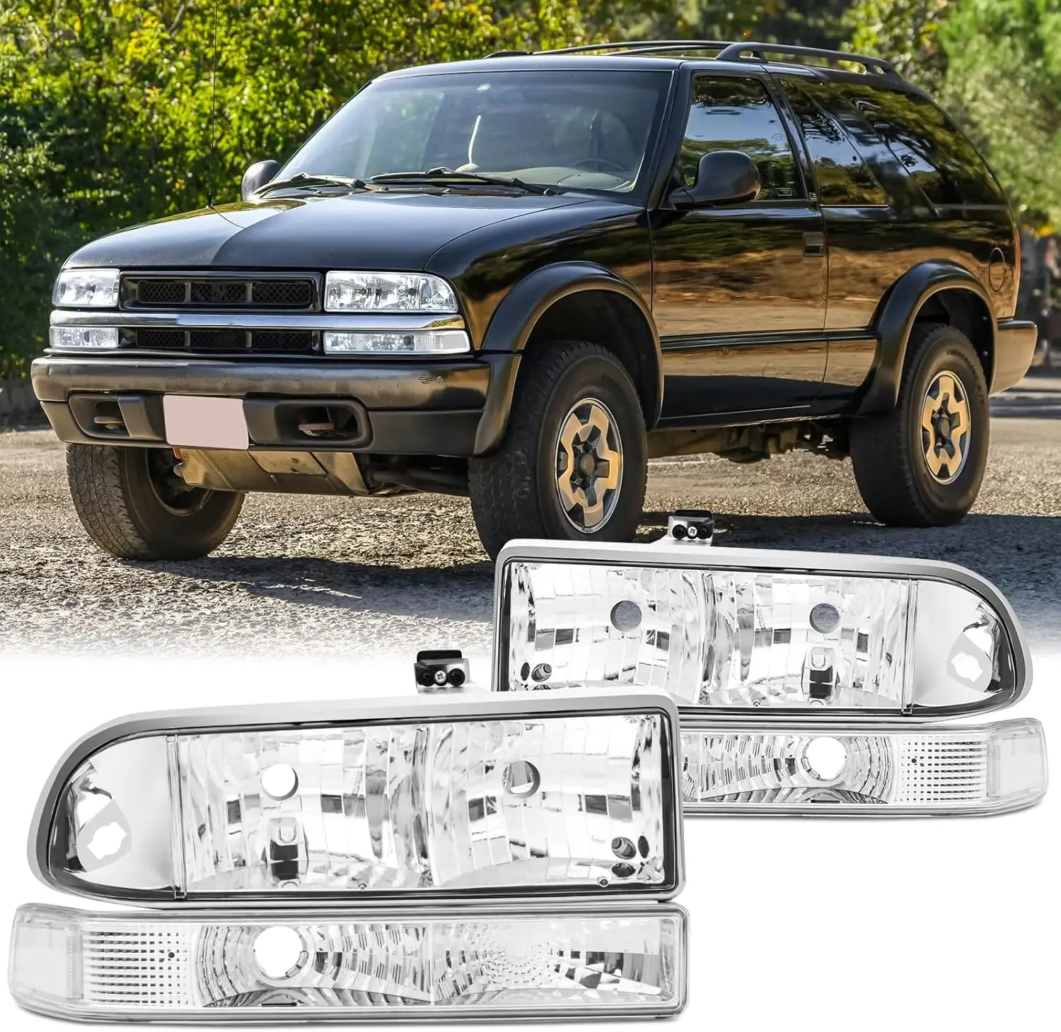 4PCS Headlights Assembly DOT Approved Compatible with 1998-2004 Chevy S10 Base LS Extended Cab pickup truck/1998-2005 Chevy Blaz
4PCS Headlights Assembly DOT Approved Compatible with 1998-2004 Chevy S10 Base LS Extended Cab pickup truck/1998-2005 Chevy Blaz
