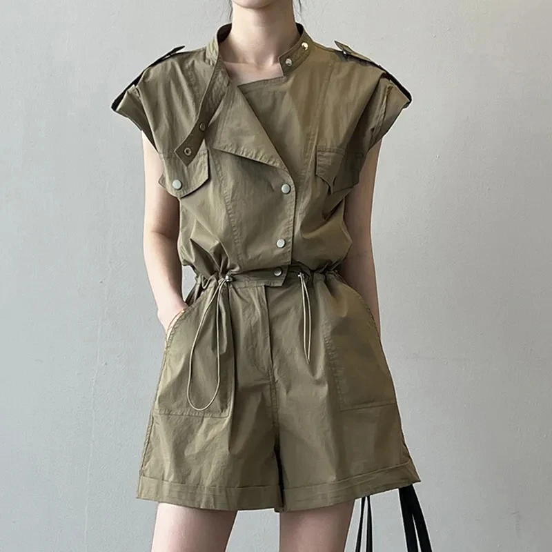 Thin Workwear Jumpsuit For Women's 2025 Summer New Design Sense Short Sleeved Drawstring Jumpsuit Shorts
Thin Workwear Jumpsuit For Women's 2025 Summer New Design Sense Short Sleeved Drawstring Jumpsuit Shorts