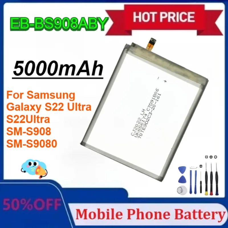 Upgraded EB-BS908ABY 5000mAh Replacement Battery for Samsung Galaxy S22 Ultra S22Ultra SM-S908 SM-S9080 Mobile Phone Batteries
Upgraded EB-BS908ABY 5000mAh Replacement Battery for Samsung Galaxy S22 Ultra S22Ultra SM-S908 SM-S9080 Mobile Phone Batteries