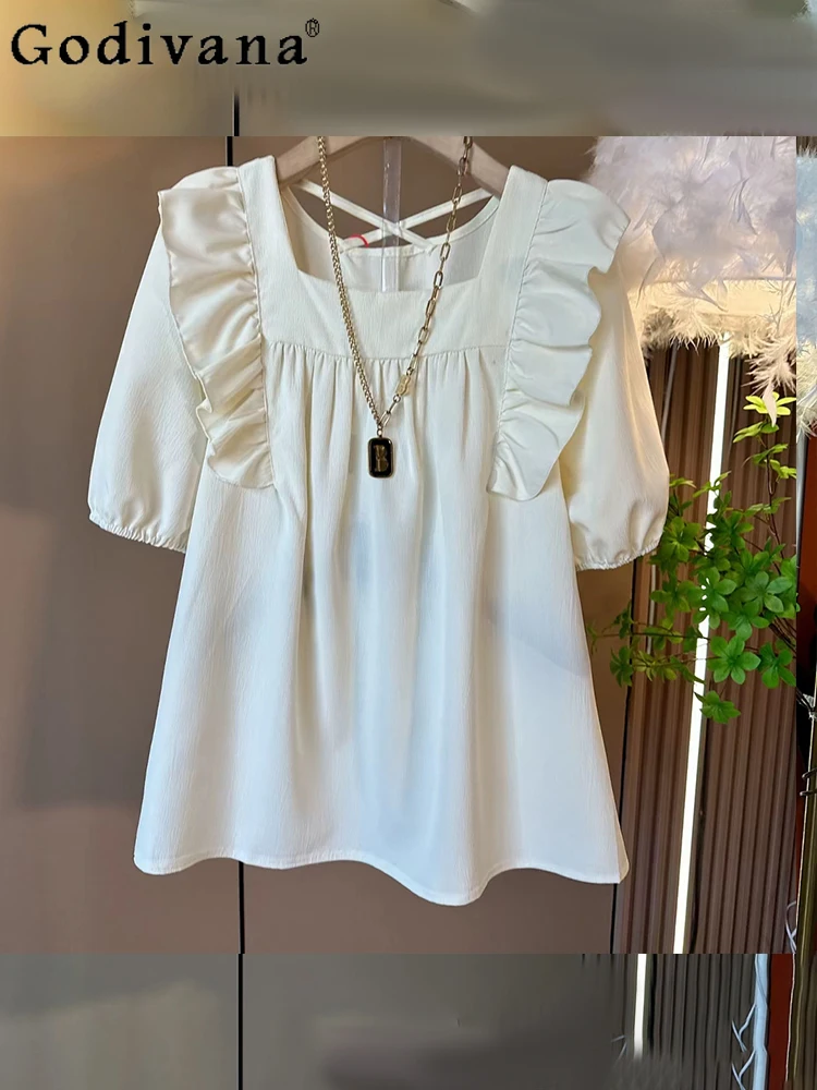 Plus Size 3XL-6XL Women Square Neck Short Sleeve Back Cross Strap Ruffles Shoulder Simple Versatile Solid Color T-Shirt Top
Plus Size 3XL-6XL Women Square Neck Short Sleeve Back Cross Strap Ruffles Shoulder Simple Versatile Solid Color T-Shirt Top