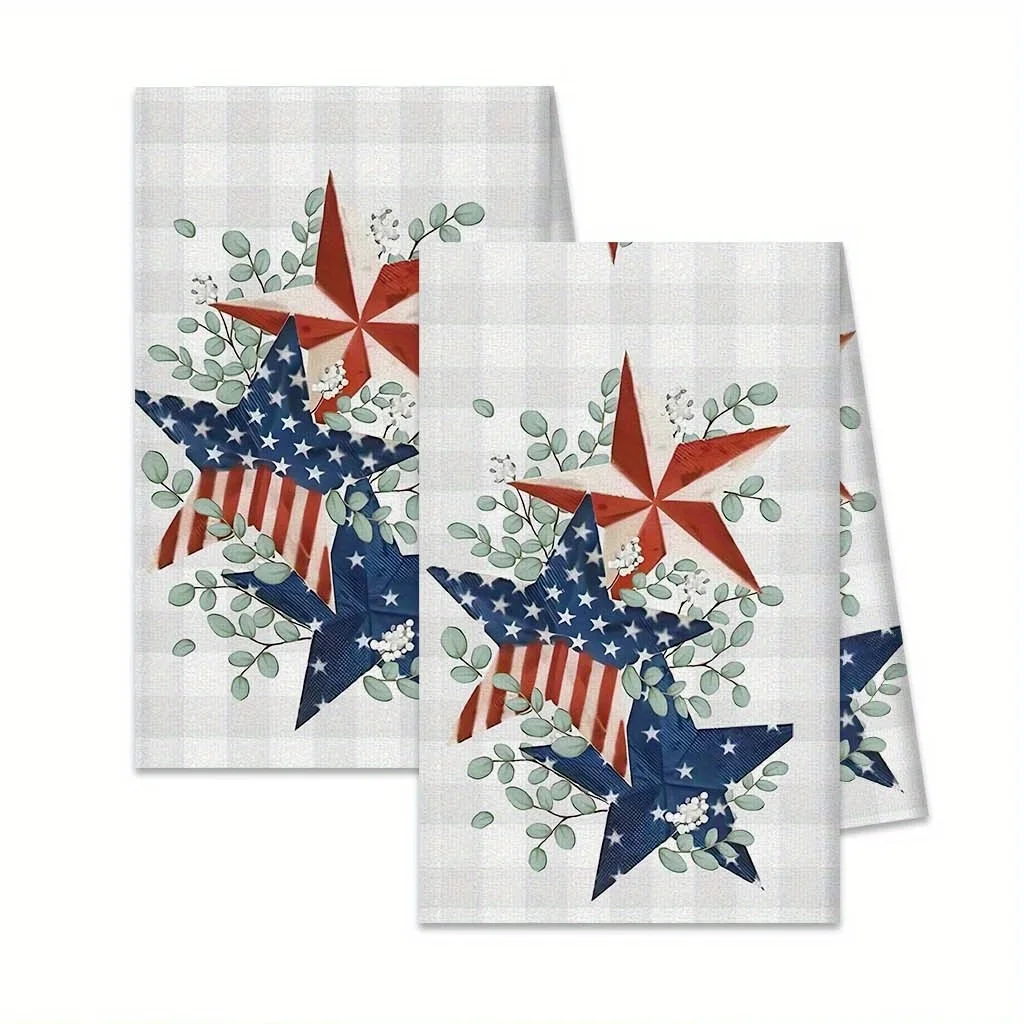 2D Flat 2PCS Patriotic Stars Floral Kitchen Towels 18x26 Inch American Flag Polyester Dish Cloth Home Decor Housewarming Gift
2D Flat 2PCS Patriotic Stars Floral Kitchen Towels 18x26 Inch American Flag Polyester Dish Cloth Home Decor Housewarming Gift