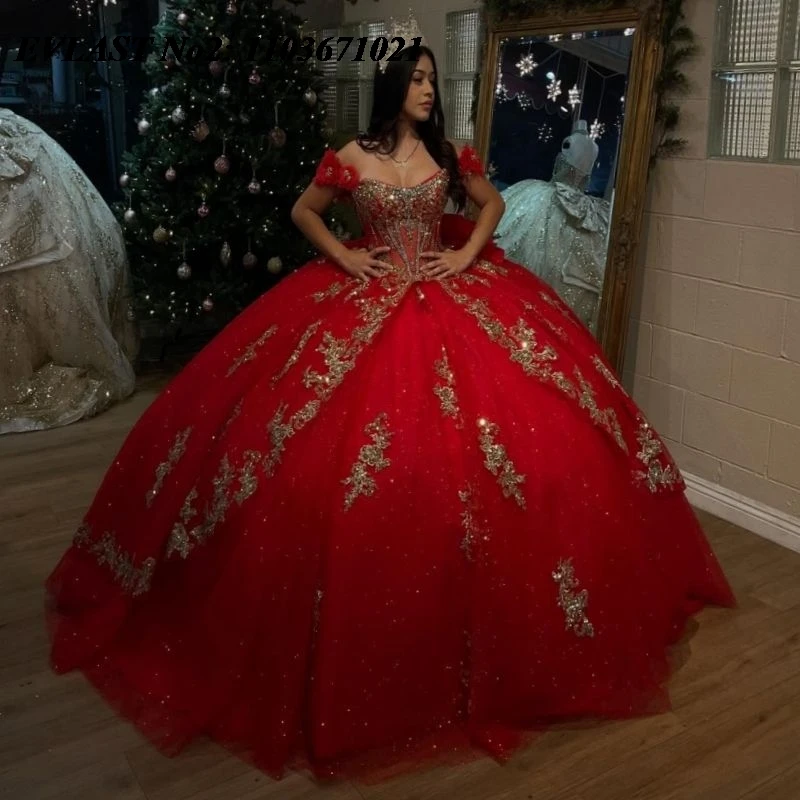EVLAST блестящее красное платье Quinceanera по индивидуальному заказу, бальное платье с золотой кружевной аппликацией и бисером, бант, корсет Sweet 16, Vestidos 15 Anos E2QA120
EVLAST блестящее красное платье Quinceanera по индивидуальному заказу, бальное платье с золотой кружевной аппликацией и бисером, бант, корсет Sweet 16, Vestidos 15 Anos E2QA120