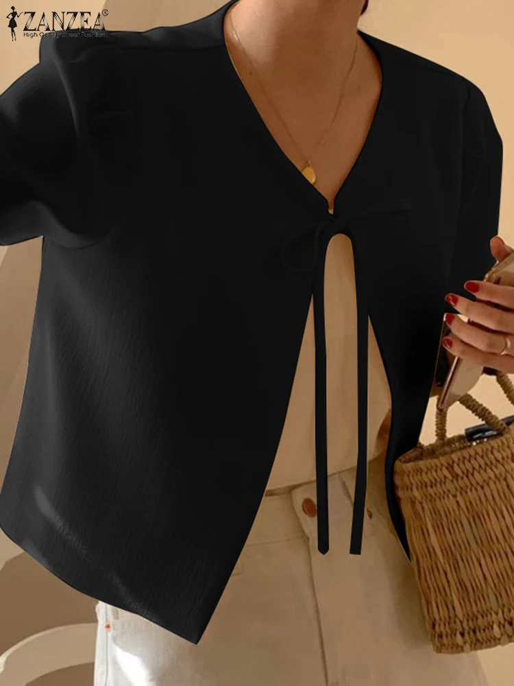 ZANZEA Crinkled Texture Elegant Cardigan Tops 2025 Summer Lace-Up Solid Color Casual Shirts Short Sleeve Vacation Women Blouses
ZANZEA Crinkled Texture Elegant Cardigan Tops 2025 Summer Lace-Up Solid Color Casual Shirts Short Sleeve Vacation Women Blouses