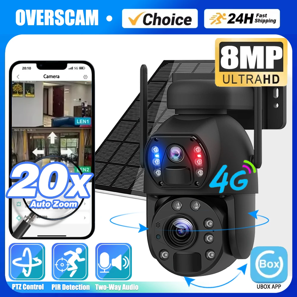 20X Zoom UBOX 4K 4G SIM Solar Security Solar PTZ Camera Dual Lens 360° WIFI Surveillance Battery Camera Humanoid Tracking Camera
20X Zoom UBOX 4K 4G SIM Solar Security Solar PTZ Camera Dual Lens 360° WIFI Surveillance Battery Camera Humanoid Tracking Camera