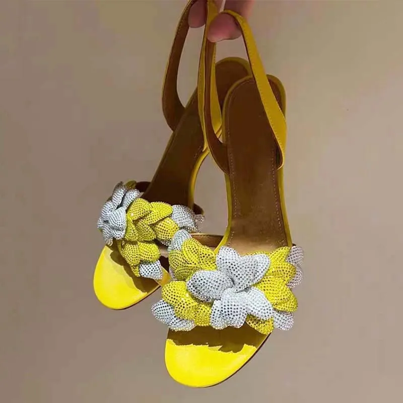 Women Shiny Rhinestones Front Flowers High Heels Stiletto Summer Open Toe Slingback Shoes Dress Back Strap Pumps
Women Shiny Rhinestones Front Flowers High Heels Stiletto Summer Open Toe Slingback Shoes Dress Back Strap Pumps