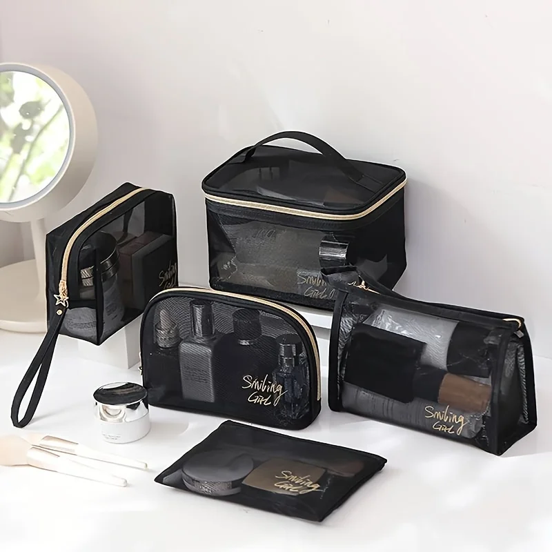 5pcs/set Make Up Bag Travel Cosmetic Bag Organizer Transparent Black Mesh Make Up Pouch Makeup Bag
5pcs/set Make Up Bag Travel Cosmetic Bag Organizer Transparent Black Mesh Make Up Pouch Makeup Bag