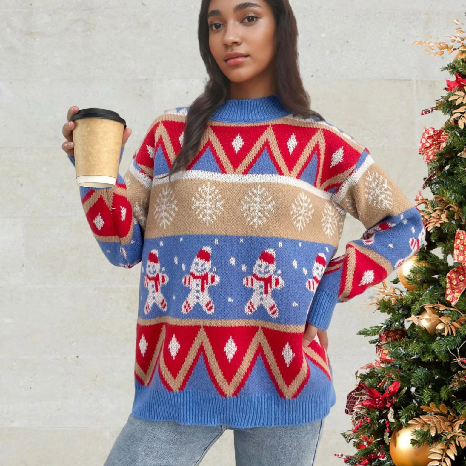 Loose Casual round Ne Knitted Sweater Cisas Gingerbread Snowman Design Autumn Winter New Sle Women's Faion Knitwear
Loose Casual round Ne Knitted Sweater Cisas Gingerbread Snowman Design Autumn Winter New Sle Women's Faion Knitwear