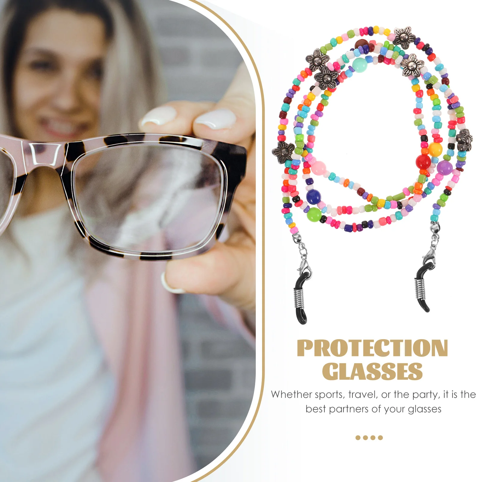Glasses Chain Colorful Bead Neck Strap Adjustable Rubber Ends Women Fashion Eyewear Retainer Gifts Travel Party Sunglasses Cord
Glasses Chain Colorful Bead Neck Strap Adjustable Rubber Ends Women Fashion Eyewear Retainer Gifts Travel Party Sunglasses Cord