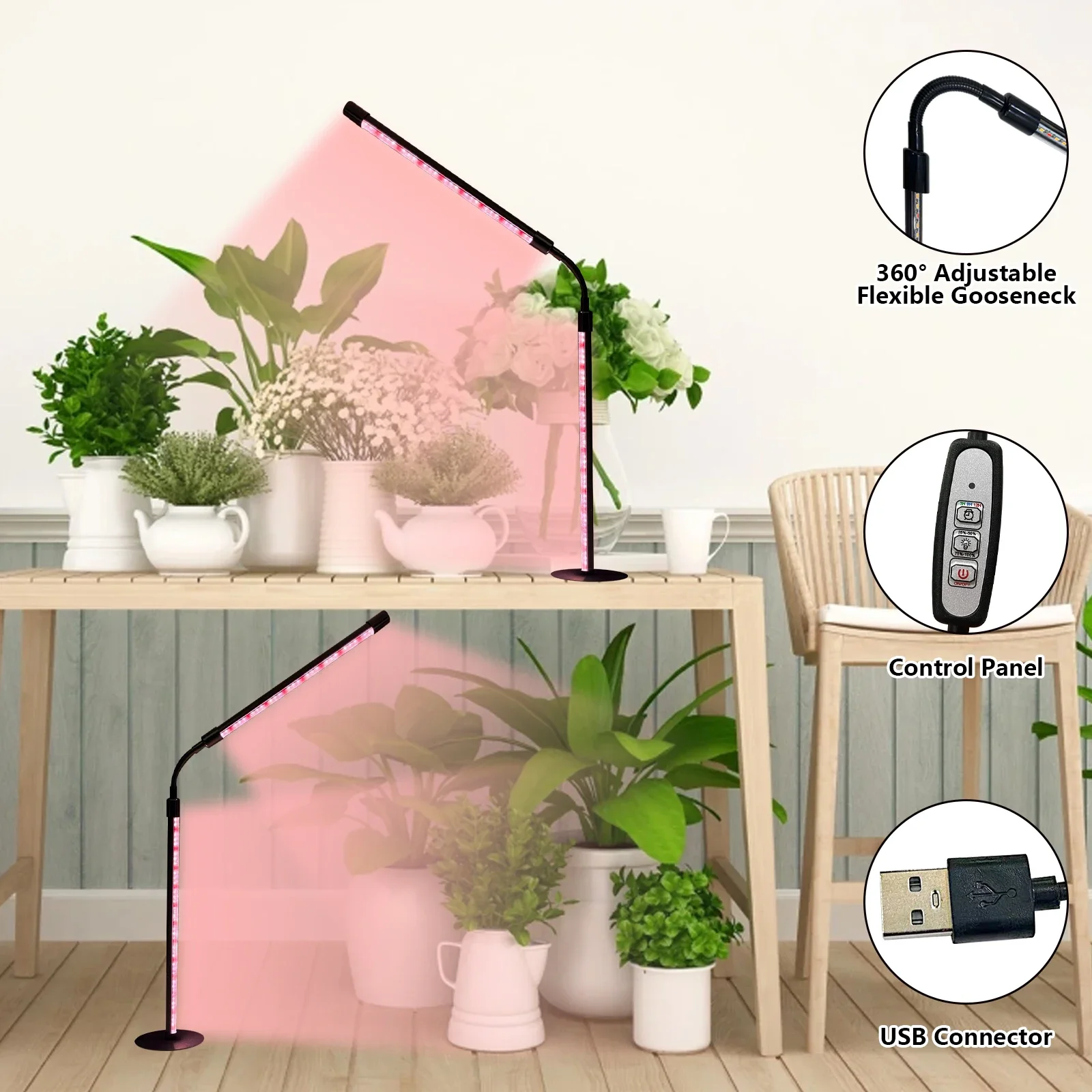Flexible LED Plant Grow Light Adjustable Angle Long Arm Desk Growth Lamp Dimmable Full Spectrum Vertical Indoor Plant Grow Light
Flexible LED Plant Grow Light Adjustable Angle Long Arm Desk Growth Lamp Dimmable Full Spectrum Vertical Indoor Plant Grow Light