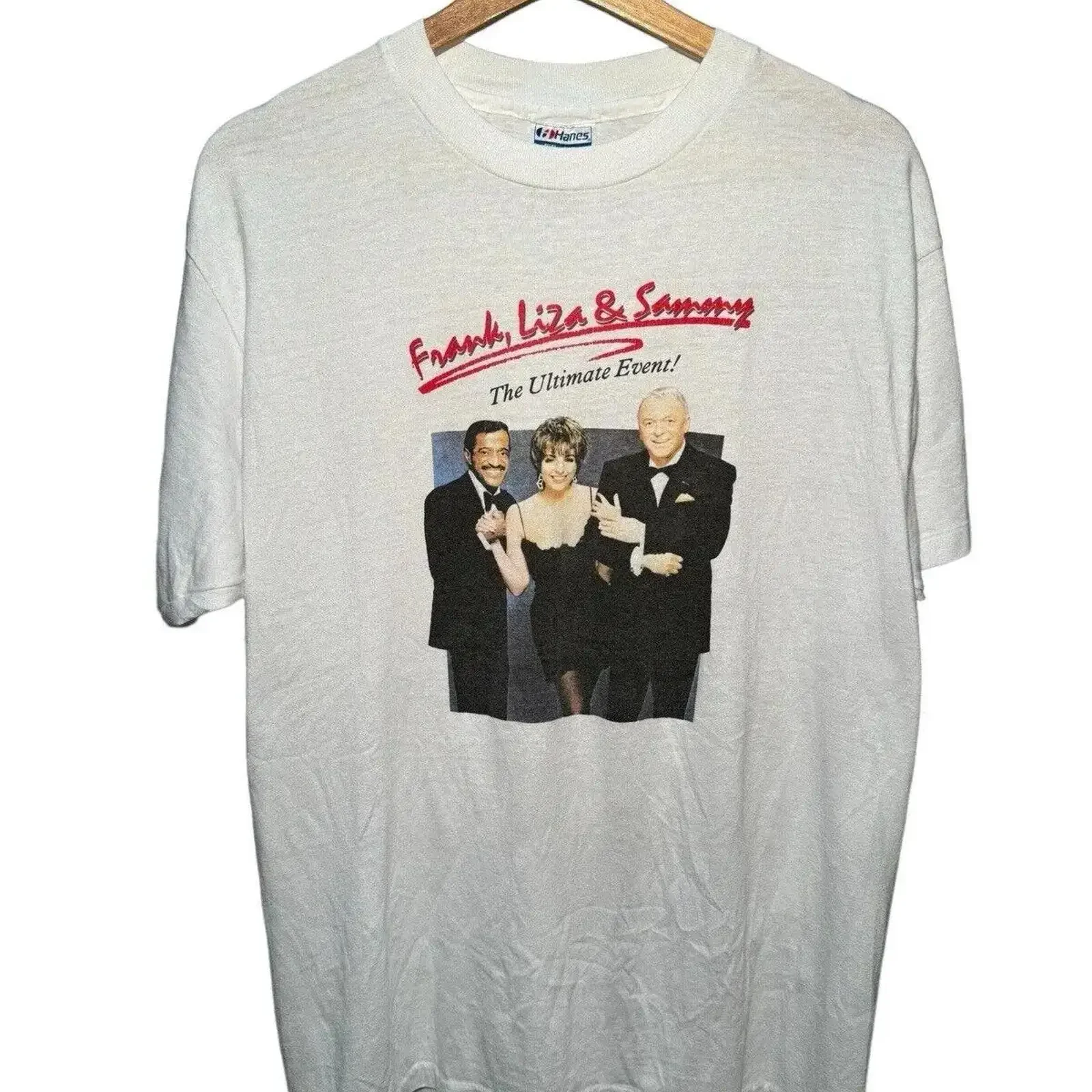 Vintage 80s Frank Sinatra Concert T Shirt Sammy Davis Liza Minelli Size XL vintage Washed Stylish Soft Top For Everyday Wear
Vintage 80s Frank Sinatra Concert T Shirt Sammy Davis Liza Minelli Size XL vintage Washed Stylish Soft Top For Everyday Wear