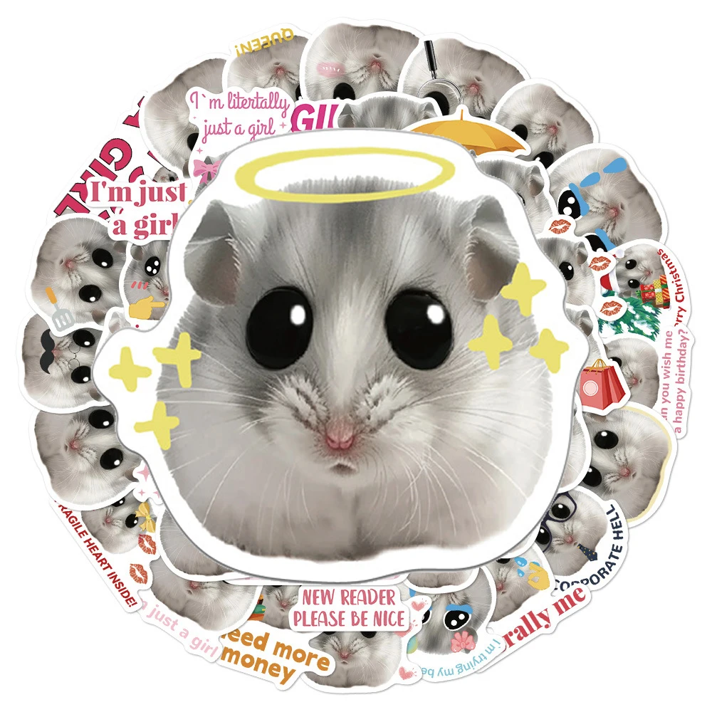 10/30/50pcs Funny Animal Hamster MEEM Stickers Cute Expression Decals Toy DIY Skateboard Suitcase Car Decoration Sticker for Kid 
10/30/50pcs Funny Animal Hamster MEEM Stickers Cute Expression Decals Toy DIY Skateboard Suitcase Car Decoration Sticker for Kid