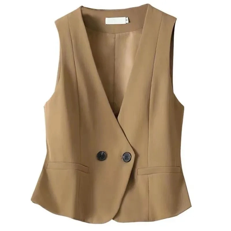 Black Vest Jacket Women's 2025 Summer NEW Solid color Simple Commuting Sleeveless Suit Vest Female Short Waistcoat Jackets
Black Vest Jacket Women's 2025 Summer NEW Solid color Simple Commuting Sleeveless Suit Vest Female Short Waistcoat Jackets