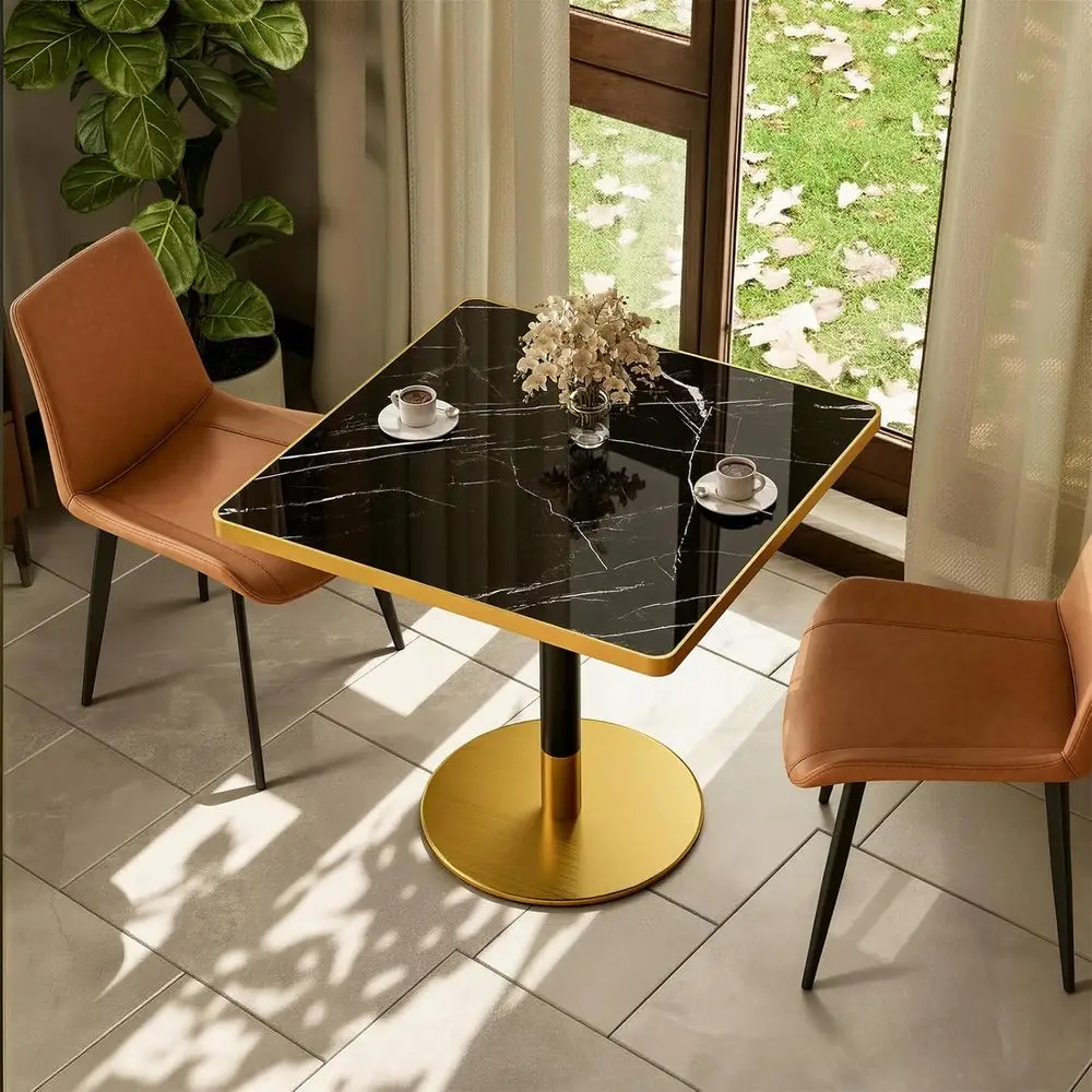 31.5 Square Nero Marquina Stone Dining Table - 1.2 Thick, Brushed Black Gold, Ideal for Modern Kitchens & Cafés
31.5 Square Nero Marquina Stone Dining Table - 1.2 Thick, Brushed Black Gold, Ideal for Modern Kitchens & Cafés