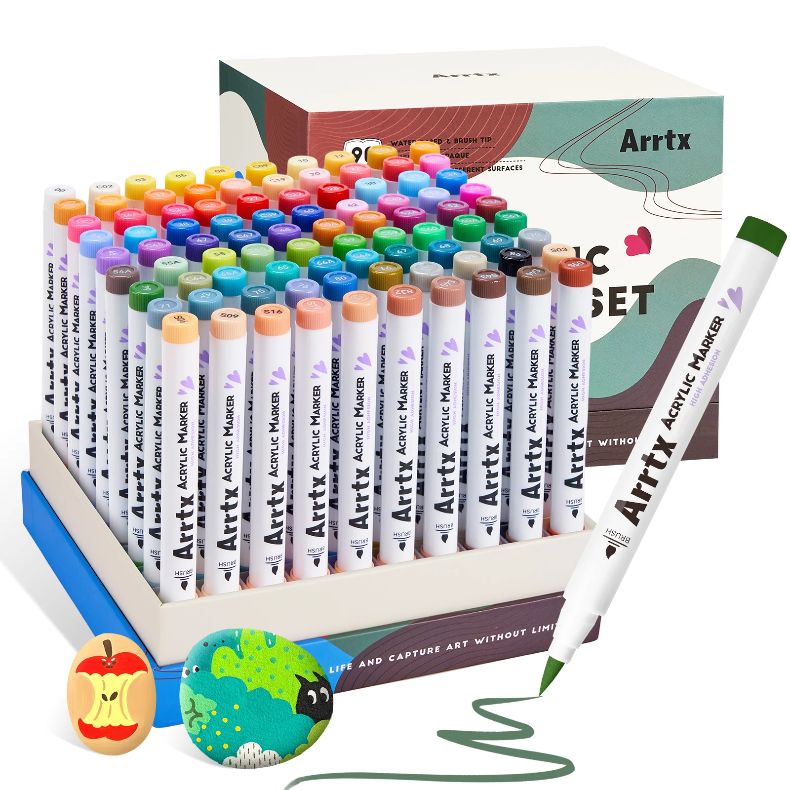 Arrtx 90 Colors Paint Markers Paint Pens, Acrylic Markers Brush Tip for Rock Painting, Wood, Canvas, DIY Crafts Making
Arrtx 90 Colors Paint Markers Paint Pens, Acrylic Markers Brush Tip for Rock Painting, Wood, Canvas, DIY Crafts Making