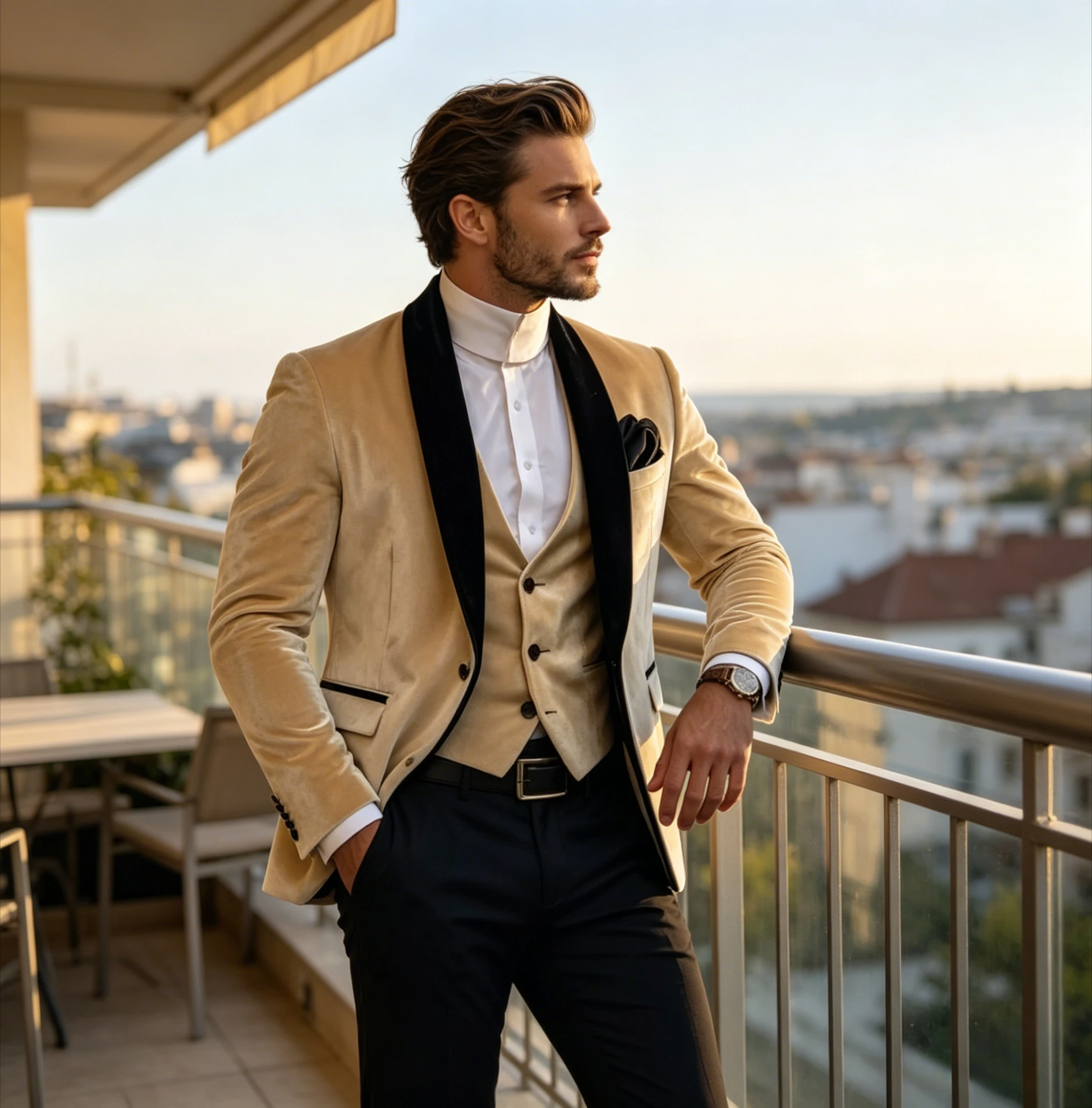 Beige Velvet And Black Men Suit Formal Business Groom Groomsman Wedding Party Prom Male Tuxedos 3 Piece Set Blazer Vest Pants
Beige Velvet And Black Men Suit Formal Business Groom Groomsman Wedding Party Prom Male Tuxedos 3 Piece Set Blazer Vest Pants