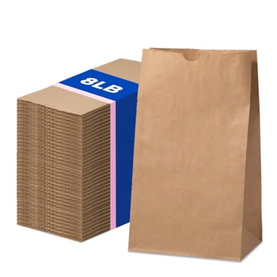 Pack 8 lb Brown Paper Lunch Bags, 12.4 x 6 x 4" Premium Kraft Paper Bags Bulk for Small Business, Recyclable Snack Sacks, Durab
Pack 8 lb Brown Paper Lunch Bags, 12.4 x 6 x 4" Premium Kraft Paper Bags Bulk for Small Business, Recyclable Snack Sacks, Durab