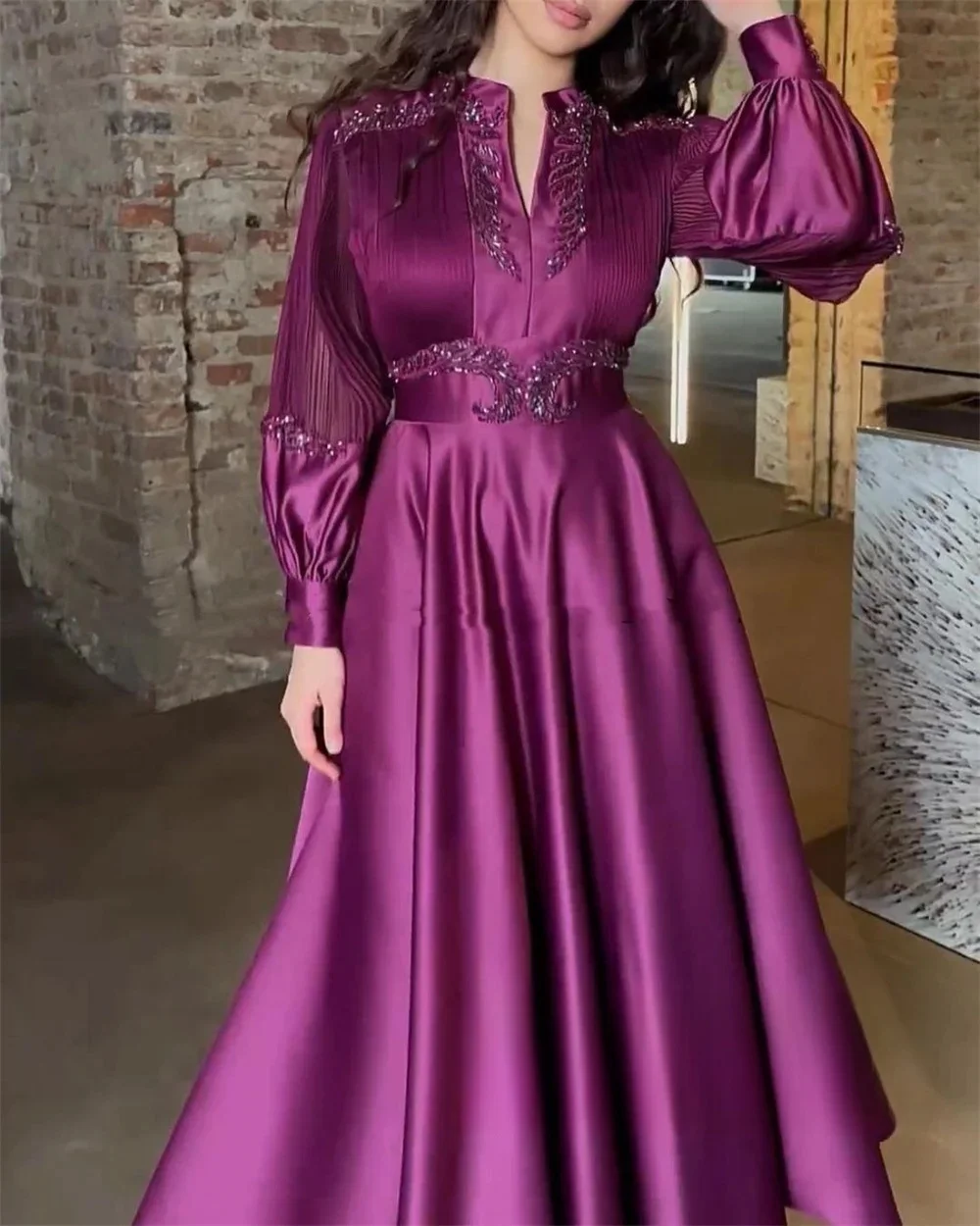 Purple Beaded Long Sleeves Bespoke Occasion Gown Evening Dresses Pastrol Unisex Jersey Retro Dubai Saudi Arabic Prom Customized
Purple Beaded Long Sleeves Bespoke Occasion Gown Evening Dresses Pastrol Unisex Jersey Retro Dubai Saudi Arabic Prom Customized