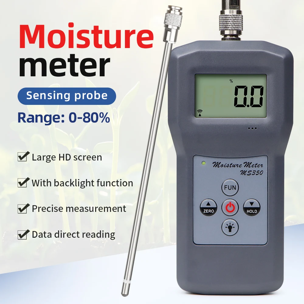 MS350 Chemical Powder Moisture Meter Range 0-80% Portable Digital Capacitive Moisture Meter For Soil Silver Sand Coal Powder
MS350 Chemical Powder Moisture Meter Range 0-80% Portable Digital Capacitive Moisture Meter For Soil Silver Sand Coal Powder