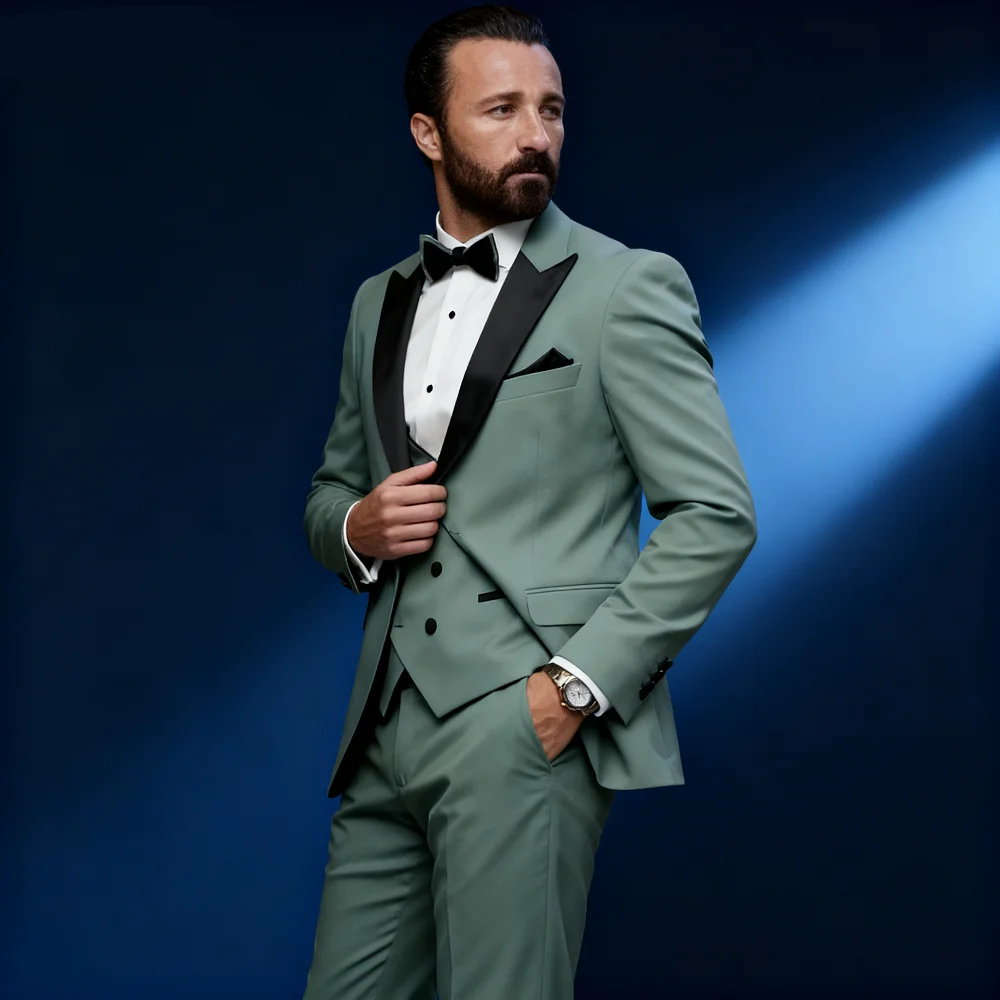 Мужской классический костюм Ternos из трех предметов, пиджак с лацканами, жилет, брюки, облегающий элегантный одинаковый мужской костюм для официальной одежды, ансамбль 
Мужской классический костюм Ternos из трех предметов, пиджак с лацканами, жилет, брюки, облегающий элегантный одинаковый мужской костюм для официальной одежды, ансамбль