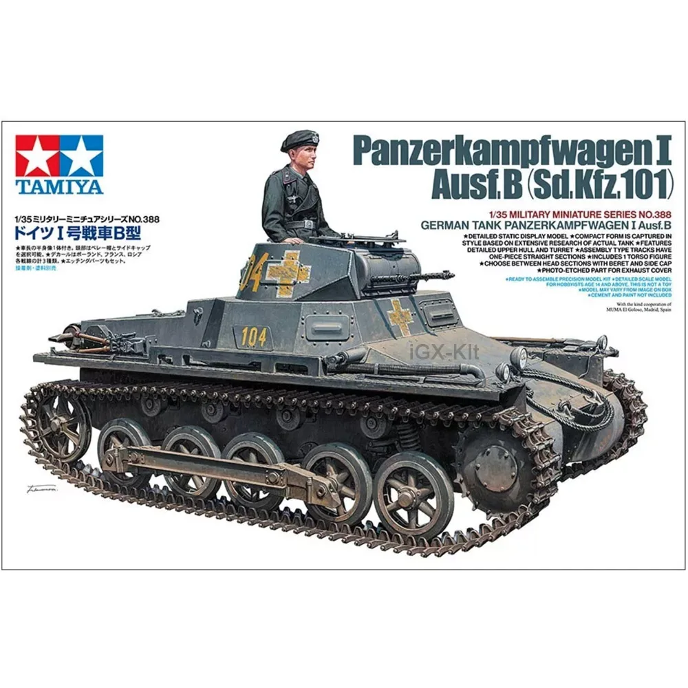 TAMIYA 35388 1/35 Miniature Series No 388 German Type I Tank B Military Hobby Toy Plastic Model Building Assembly Kit Gift
TAMIYA 35388 1/35 Miniature Series No 388 German Type I Tank B Military Hobby Toy Plastic Model Building Assembly Kit Gift