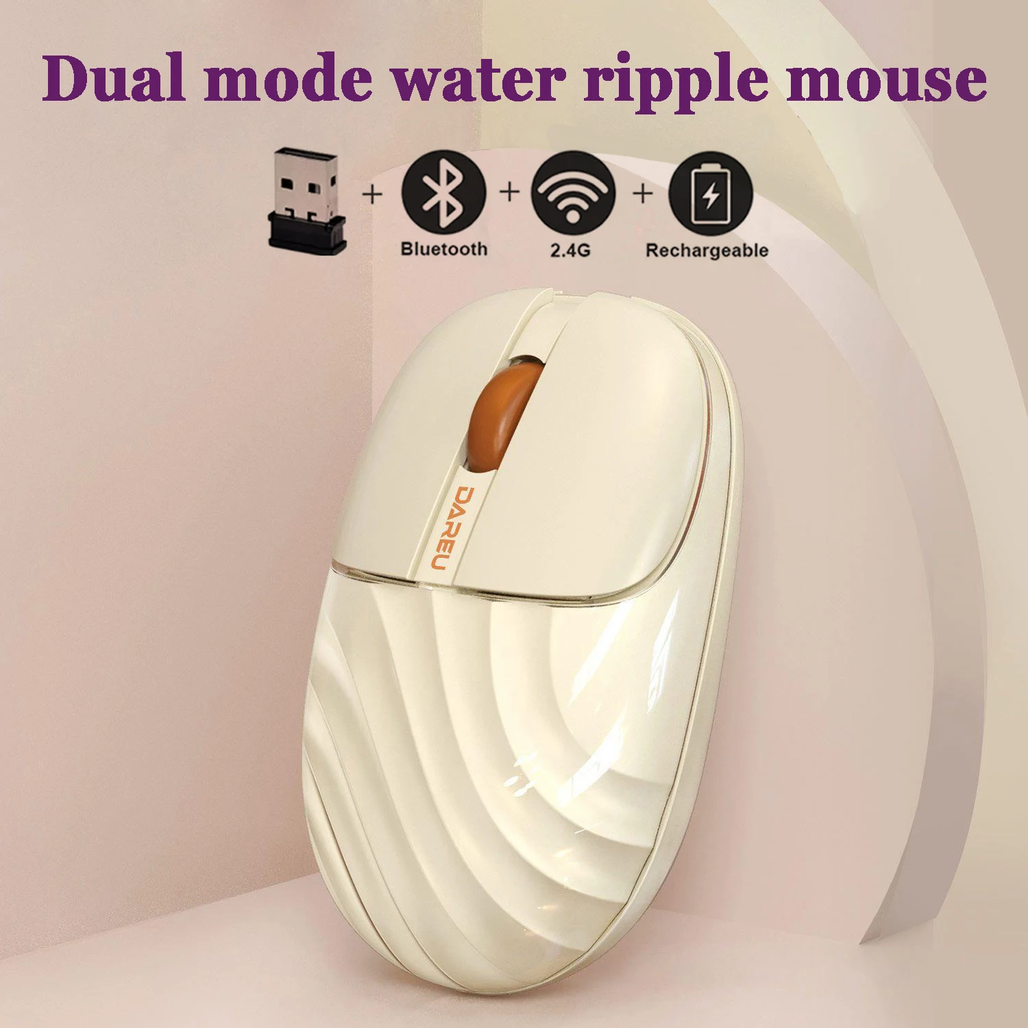 Bluetooth + 2.4G Wireless Mouse Portable Rechargeable Cute Water Wave Shape Mause Office Soft Mute Mice for PC iPad Computer
Bluetooth + 2.4G Wireless Mouse Portable Rechargeable Cute Water Wave Shape Mause Office Soft Mute Mice for PC iPad Computer