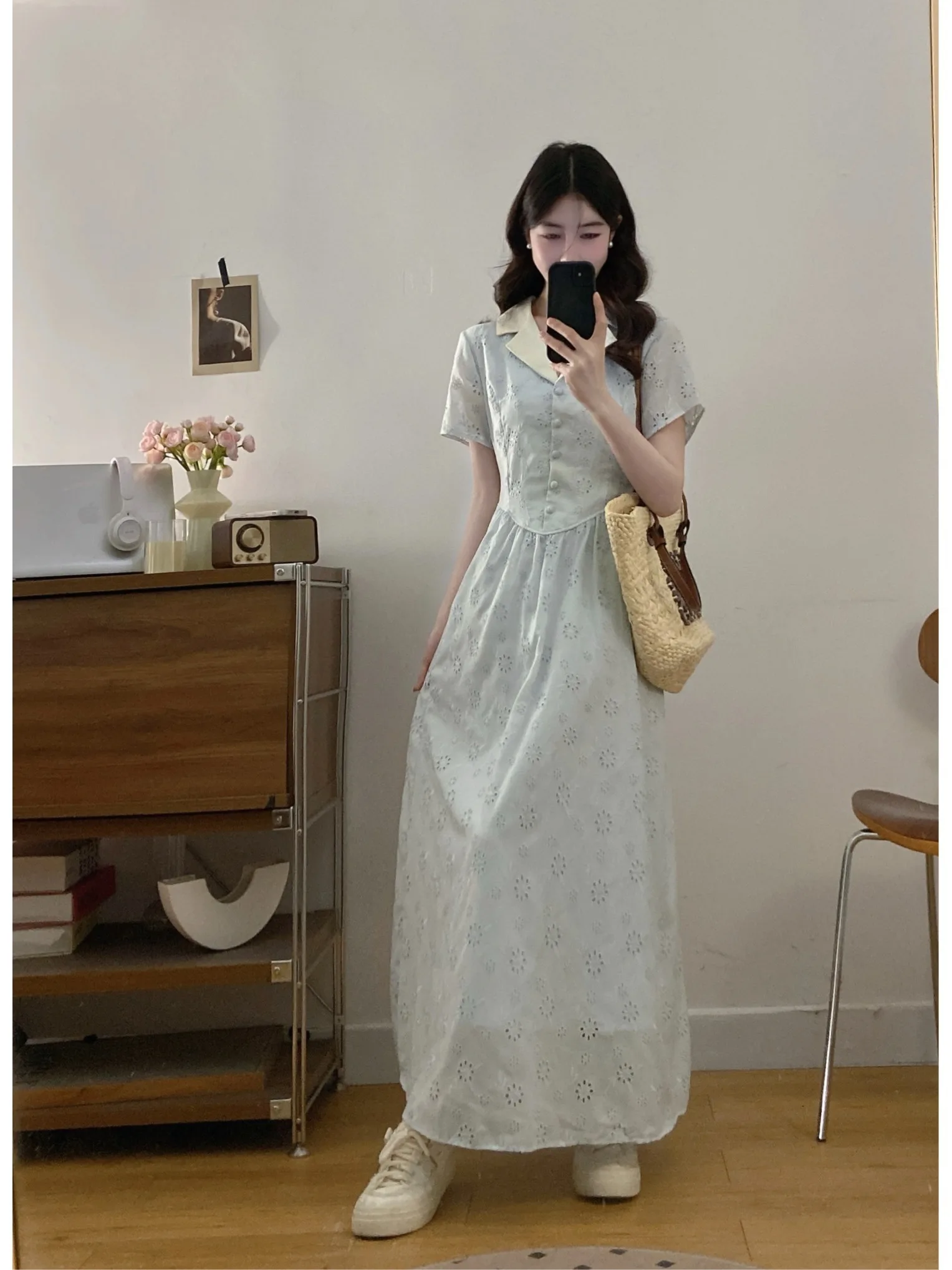 plus Size Women's Blue Floral Short Sleeve A-Line Dress Summer New Style Waist Cinched Hollow out Dress Commute Style High Waist
plus Size Women's Blue Floral Short Sleeve A-Line Dress Summer New Style Waist Cinched Hollow out Dress Commute Style High Waist