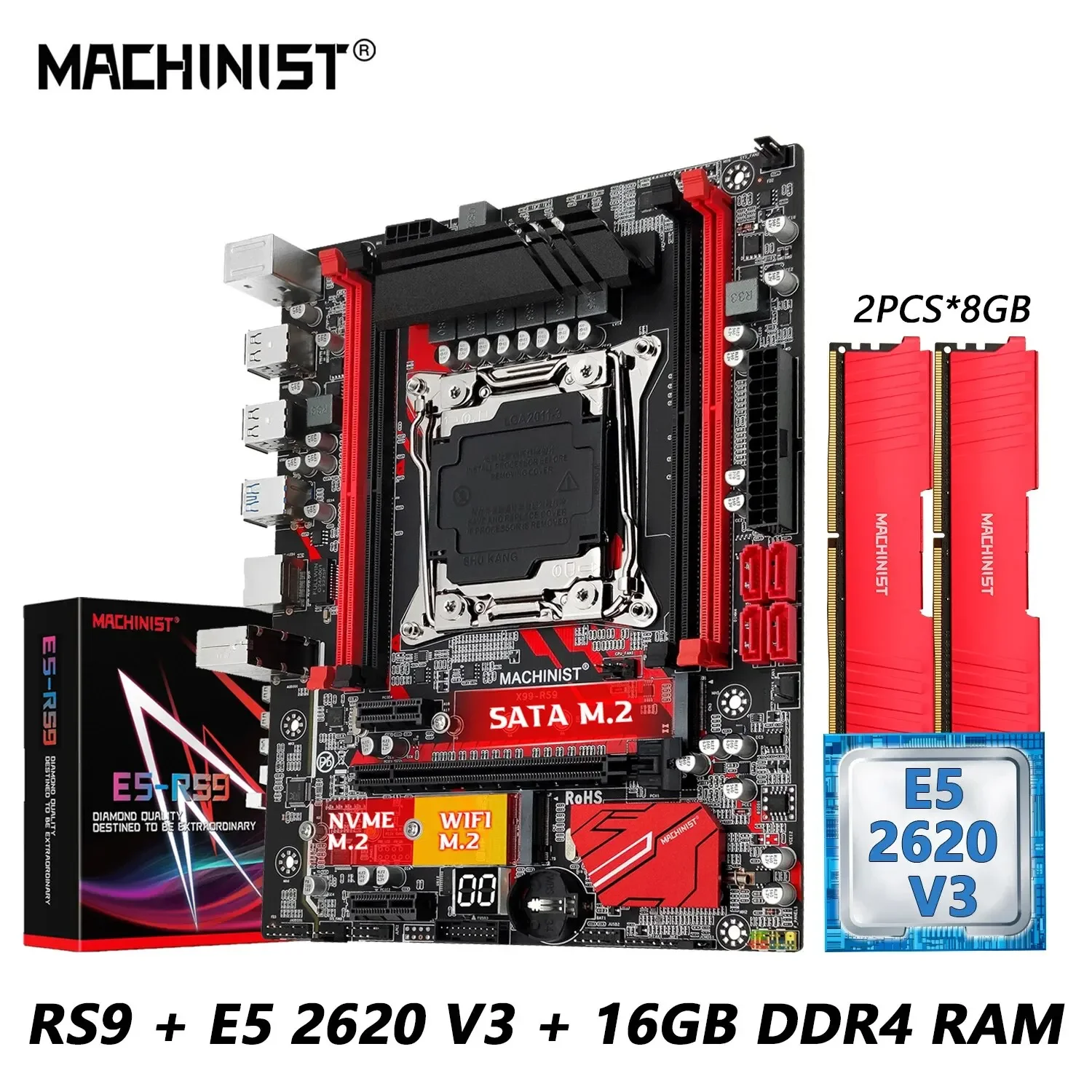 MACHINIST E5 RS9 X99 Motherboard Set Kit With LGA 2011-3 Xeon E5 2620 V3 CPU Processor and 16GB DDR4 RAM Memory Combo NVME M.2
MACHINIST E5 RS9 X99 Motherboard Set Kit With LGA 2011-3 Xeon E5 2620 V3 CPU Processor and 16GB DDR4 RAM Memory Combo NVME M.2