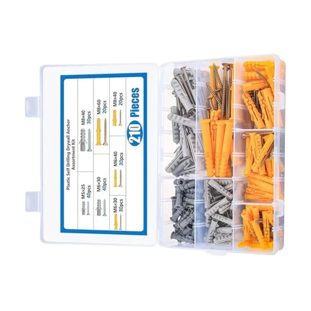 210 Piece Screw And Wall Socket Set Anchor Anchor Set Carbon Steel Screws Compartmented Storage Box For Mounting Curtains
210 Piece Screw And Wall Socket Set Anchor Anchor Set Carbon Steel Screws Compartmented Storage Box For Mounting Curtains
