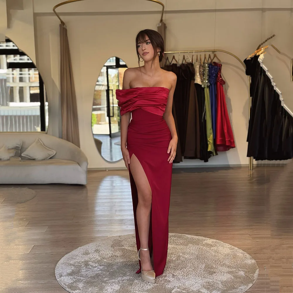 Msikoods Red Prom Dress 2025 Off Shoulder High Slit Bodycon Elegant Graduation Party Dress Ruched Evening Dresses Customized
Msikoods Red Prom Dress 2025 Off Shoulder High Slit Bodycon Elegant Graduation Party Dress Ruched Evening Dresses Customized
