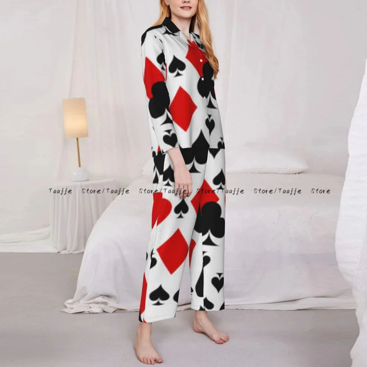 Spring and Autumn Pajama Set Women's Long Sleeve Pants Two Piece Card Suit Clubs Tambourines Spades Home Furnishing Set
Spring and Autumn Pajama Set Women's Long Sleeve Pants Two Piece Card Suit Clubs Tambourines Spades Home Furnishing Set