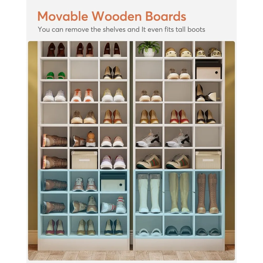 10-Tier Shoe Storage Cabinet, White Wooden Shoes Rack with 30 Cubbies, Freestanding Tall Entryway Shoes Organizer, Shoe Hanger
10-Tier Shoe Storage Cabinet, White Wooden Shoes Rack with 30 Cubbies, Freestanding Tall Entryway Shoes Organizer, Shoe Hanger