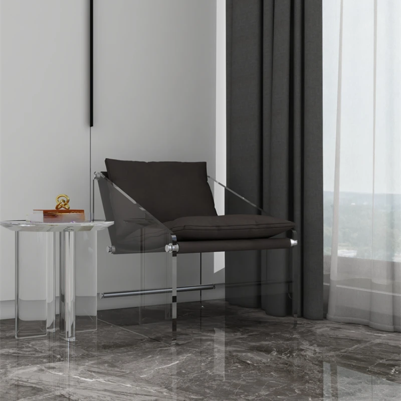 Minimalist and transparent acrylic single chair sofa chair, high-end suspended leather fabric art single person leisure chair
Minimalist and transparent acrylic single chair sofa chair, high-end suspended leather fabric art single person leisure chair