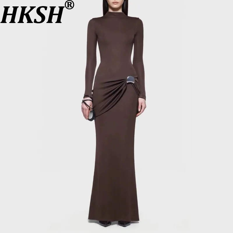 HKSH Autumn New Women Tide Niche Design Elegant Slim Fit Simple Long Sleeved Dress Fashion Floor-Length Tide Ruched Chic HK9449
HKSH Autumn New Women Tide Niche Design Elegant Slim Fit Simple Long Sleeved Dress Fashion Floor-Length Tide Ruched Chic HK9449