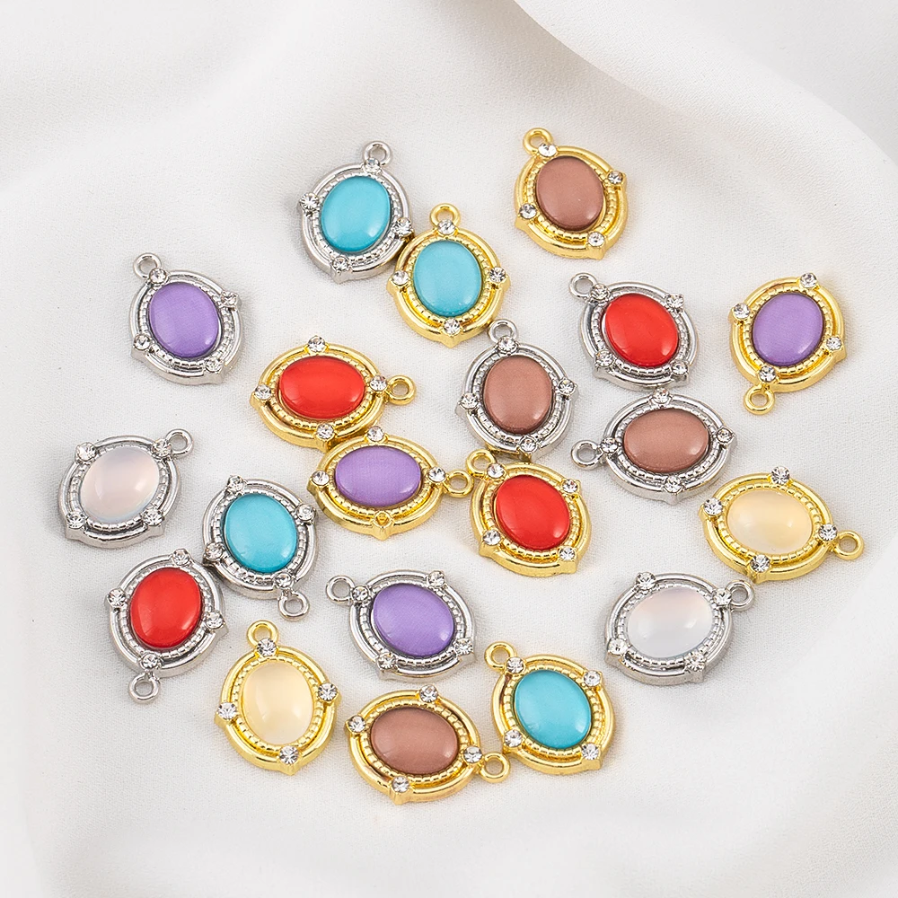 Wholesale 5pcs Alloy Oval Gemstone Pendants With Diamond Charms for DIY Jewelry Making Necklace Bracelet Accessories Crafts
Wholesale 5pcs Alloy Oval Gemstone Pendants With Diamond Charms for DIY Jewelry Making Necklace Bracelet Accessories Crafts