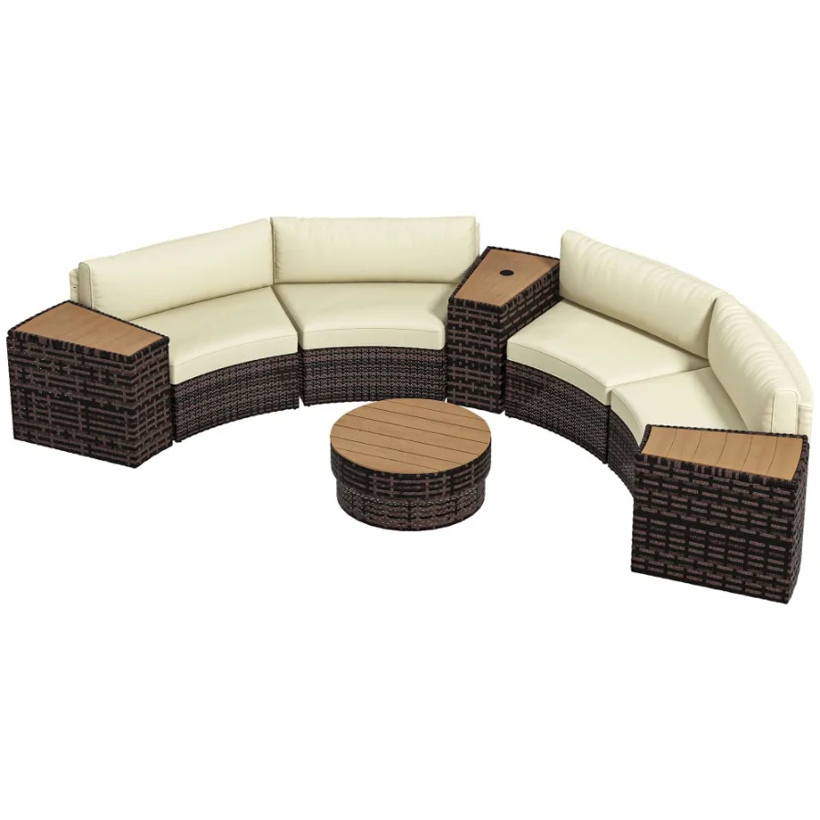 8 Piece Patio Furniture Set with 4 Rattan Sofa Chairs 4 Tables with Storage Umbrella Hole Mixed Brown
8 Piece Patio Furniture Set with 4 Rattan Sofa Chairs 4 Tables with Storage Umbrella Hole Mixed Brown