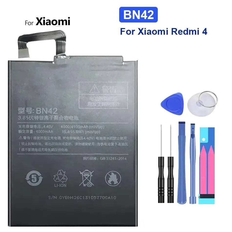 BN42 Fast Charging Mobile Phone Battery 4100Mah Reliable Replacement For Xiaomi Redmi 4 2G Ram 16G Rom Edition
BN42 Fast Charging Mobile Phone Battery 4100Mah Reliable Replacement For Xiaomi Redmi 4 2G Ram 16G Rom Edition