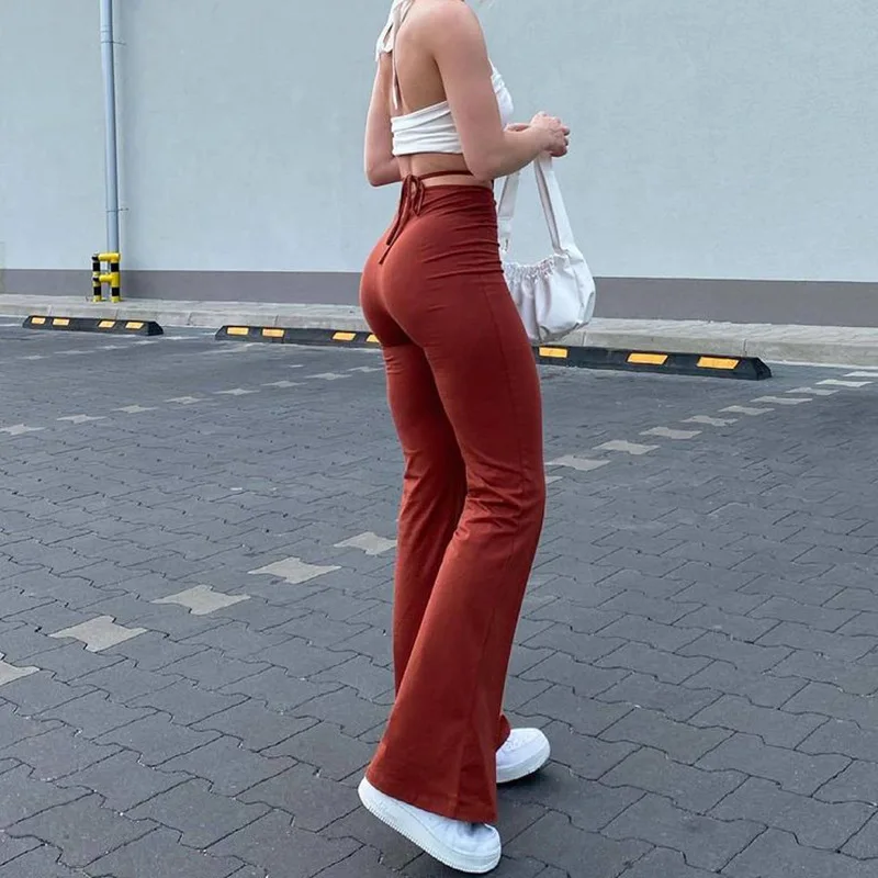 Casual Bandage Women Y2K Flare Pants Skinny Belly Button High Waist Trousers Stretch Wild Streetwear Autumn Bottoms E Girl 2022
Casual Bandage Women Y2K Flare Pants Skinny Belly Button High Waist Trousers Stretch Wild Streetwear Autumn Bottoms E Girl 2022