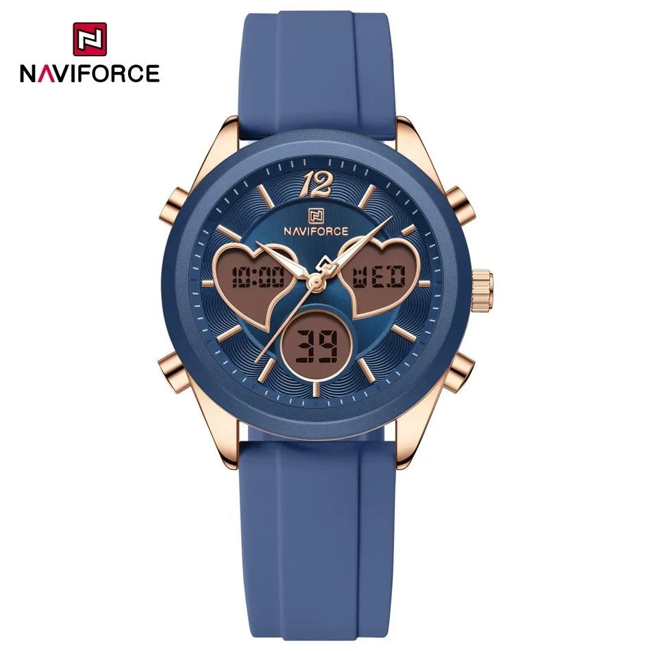 Новые женские наручные часы NAVIFORCE с двойным дисплеем, модные простые часы с силиконовым ремешком, водонепроницаемые элегантные женские браслеты
Новые женские наручные часы NAVIFORCE с двойным дисплеем, модные простые часы с силиконовым ремешком, водонепроницаемые элегантные женские браслеты