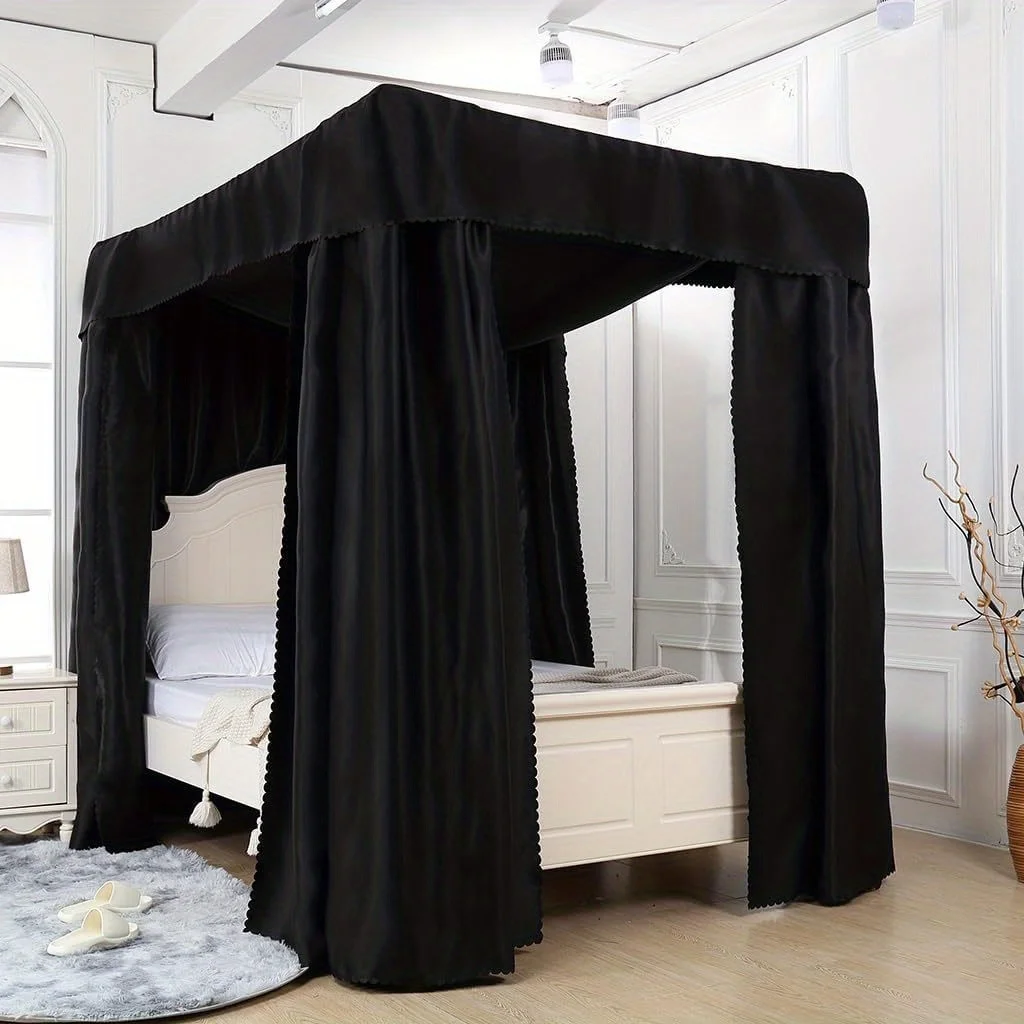 Black Square Quadrangle Riser Blackout Bed Curtain Cover, Classic Style Blackout Bed Curtains, No Bracket, Protect Privacy, Thre
Black Square Quadrangle Riser Blackout Bed Curtain Cover, Classic Style Blackout Bed Curtains, No Bracket, Protect Privacy, Thre